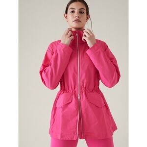 Athleta Gap NWOT Salvia Pink Westerly 2-Way Water Repellent Rain Jacket Small